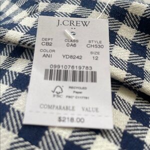 J. Crew Navy and White Check Blazer